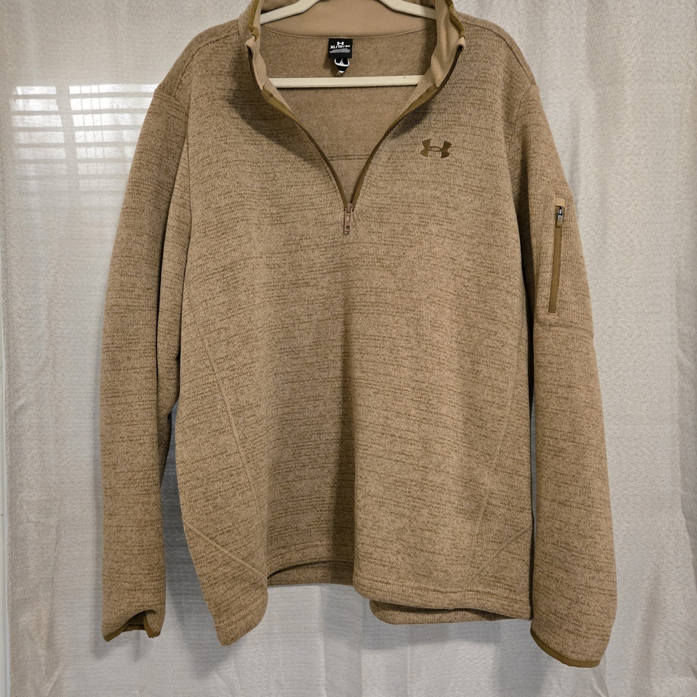 Under Armour Men's Half-Zip Pullover Sweater in Light Brown
